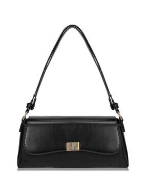 Vintage Small Black Shoulder Bag for Women Zipper Closure and Classic Design
